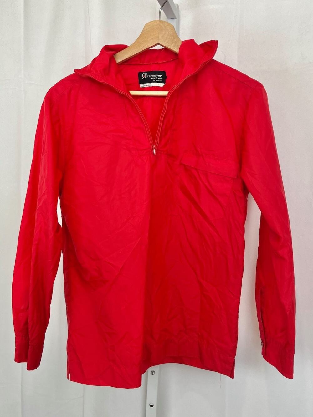 OBERMEYER Vintage Wind Shirt 1/4 Zip Pullover Long Sleeve Nylon Red Ladies M